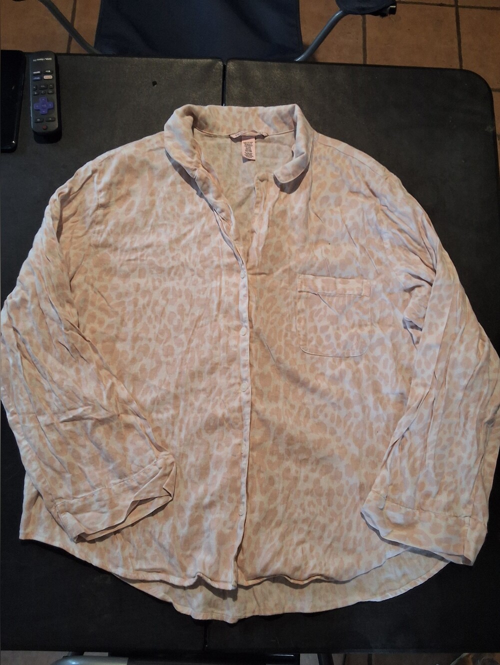 Victoria's Secret Beige and Light Pink Leopard Print Pajama Top & Bottoms